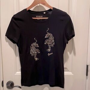 Guess Black Tee with Tiger Design